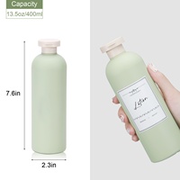 Bouteille cosmétique à surface givrée, rechargeable, à bouchon rabattable, en PE, matière pelucheuse douce, verte, best-seller, pour désinfectant pour les mains et gel douche