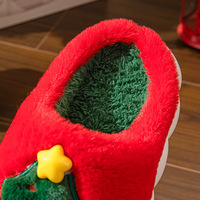 Chaussons d'hiver moelleux pour femmes et filles, design sapin de Noël, plats, style dessin animé, pour la maison, tendance et populaires