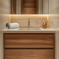Meuble-lavabo de salle de bain avec tiroirs de rangement et fermeture amortie pour salle de bain familiale