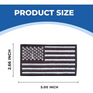 Patch brodé en feutre thermocollant DigitEMB Drapeau Américain 11 pièces 5x2,6 pouces Noir et Blanc Tactique Moral - Product Image 5