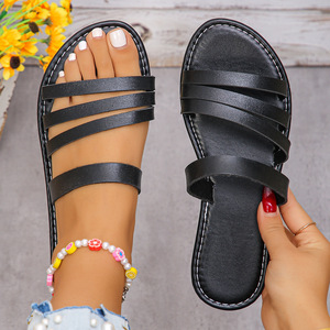 รองเท้าแตะแฟชั่นสำหรับผู้หญิงไซส์ใหญ่ รุ่นใหม่ประจำฤดูร้อนปี 2025 สีพื้น หัวมน แบบสวม พื้นเรียบ สวมใส่สบายๆ รุ่น 231 231 231 - Product Image 6