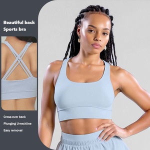 XW-WX1314 Fitted <strong>Tops</strong> <strong>Cross</strong> Back Sports Bra Wholesale Workout Clothing Tracksuits High Quality Womens Fitness Bra Yoga Crop <strong>Top</strong> - Product Image 2