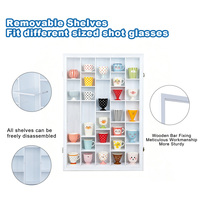 Vitrine murale en bois blanc, verrouillable, avec étagères réglables pour collection de tasses à thé et de mugs à café