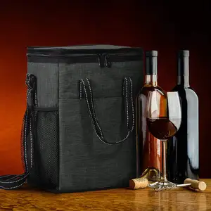 6 chai rượu vang Quà Tặng carrier-cách điện & độn rượu vang mang mát Tote Bag với xử lý và có thể điều chỉnh dây đeo vai