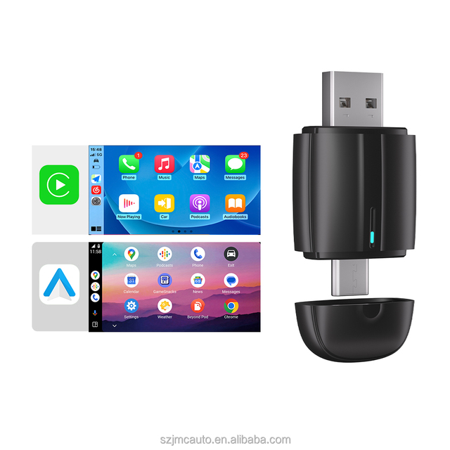 JMC Wholesale Dual Port WiFi USB Wired to Wireless Carplay for 2 in 1 Carplay Android Auto Wireless Adapter Plug and Play