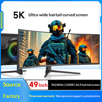 Monitor para Juegos de 49 Pulgadas, Ultra Ancho, 5K, 240Hz, Curvo 1500R, Retroiluminación LED, Panel MVA, Tiempo de Respuesta de 1ms, Brillo de 300cdm2