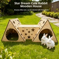 Maisonnette en bois pour lapin, abri cachette pour lapin femelle adulte de taille moyenne, château pour lapin