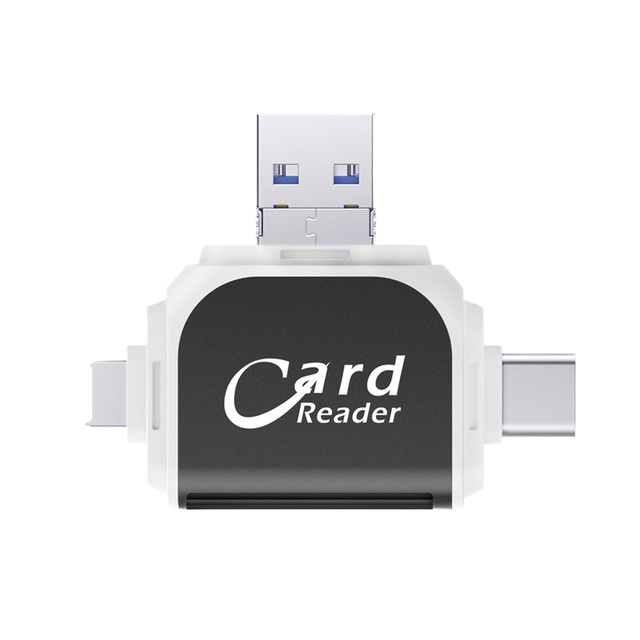 4In1 OTG Adapter Micro/Type C TF Card Reader Converter Metal Compatible USB A/8 Pin CF Card High Speed Multi Smart Card Reader