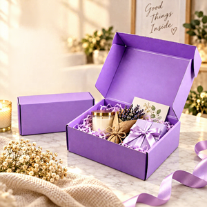Caja de Cartón Corrugado Personalizada, Rectangular, Plegable, Color Morado, para Regalos y Manualidades, con Impresión a Cuatro Colores, Compatible con OEM y ODM - Product Image 3