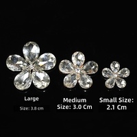 Kancing Bunga Rhinestone Ukuran Campur Stok Tersedia Kancing Bunga Kristal Paduan Logam untuk Dekorasi Pakaian Aksesoris Pakaian DIY