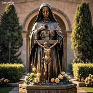 Bronzo fusione malattie e ferite santo patrono tenendo gesuso croce rose intorno alla fronte a grandezza naturale stimmate St Rita statua in ottone - Product Image 6