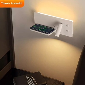 Hiện đại đơn giản <span class=keywords><strong>LED</strong></span> Nhôm đọc Tường Đèn cho trong nhà cạnh giường ngủ phòng ngủ sử dụng USB không dây sạc chuyển đổi trang trí cho khách sạn - Product Image 2