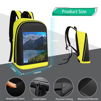 Sac à dos LED unisexe pour ordinateur portable, sac à dos extérieur étanche avec écran LED, télécommande sans fil