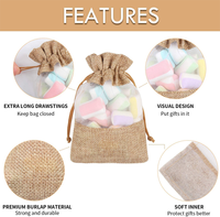 Sac en organza de lin naturel avec logo personnalisé, pochette cadeau en toile de jute, sac à bonbons en toile de jute avec cordon de serrage, sacs à café en toile de jute