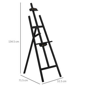 HOMCOM Professional Studio Painting <b>Easel</b> Adjustable Height and Tilt in <b>Wood</b> 51.5x71.5x134.5, Black - Product Image 3