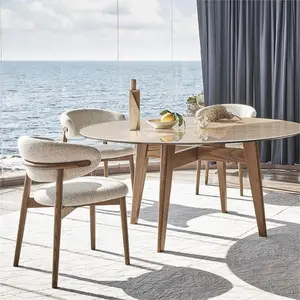 Modern Solid Wood Simple Dining Chair Nordic Light Luxury Designer Fabric Chair Living Room Back Chair