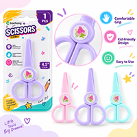 Ciseaux de sécurité pour enfants Bachang, design mignon de dessin animé, pointe arrondie, prise en main confortable, outil d'artisanat scolaire, emballage sous blister, couleurs assorties