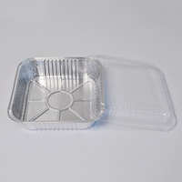 8 ''x 8'' Conteneurs en papier d'aluminium jetables robustes Plateau carré pour aliments à emporter Plateaux de cuisson avec couvercle en plastique