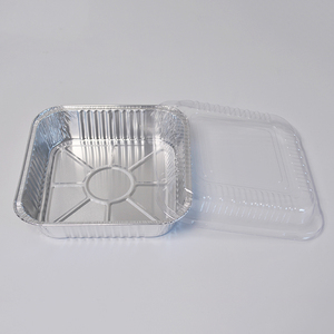 8''x 8'' Heavy Duty Disposable Aluminum Foil <strong>Containers</strong> <strong>Square</strong> Takeaway Food Tray Baking Pans with <strong>Plastic</strong> Lid - Product Image 6