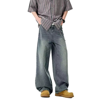 Jean décontracté coupe bootcut ample pour homme 2025, délavage moyen, taille mi-haute, en denim extensible de haute qualité, idéal pour les affaires et le quotidien, très tendance
