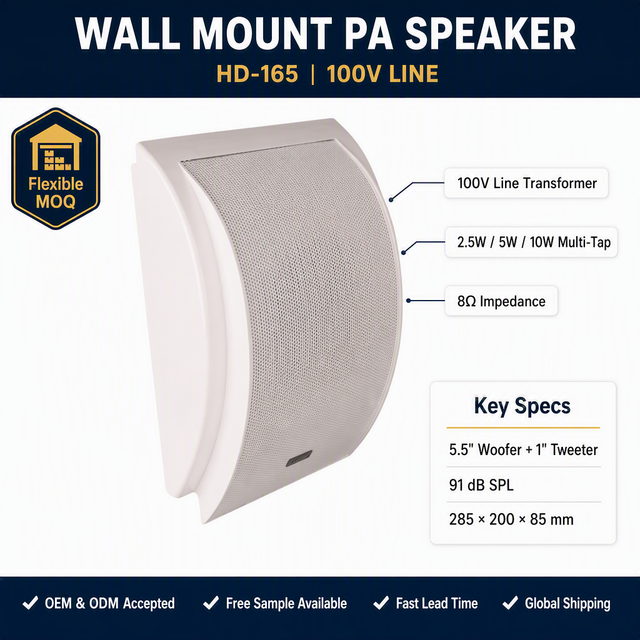 HD-165  Wall Mount Loudspeakers  Passive   Professional Speakers for Offices, Retail Stores, Warehouses, Schools, and Hotels.