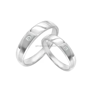 Bagues de Couples en or véritable, diamant, anneau, en or blanc 18k, pour cadeau de fiançailles, 6 pièces