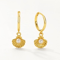 Nagosa 18k or vermeil 925 argent sterling coquille de mer perles balancent boucles d'oreilles créoles femmes bijoux