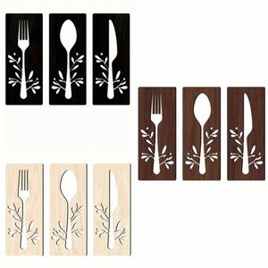 Wholesale Kitchen Utensil Wooden Wall Decor Fork Spoon Knife Art Set Thoughtful Housewarming Gift for Home Cooks, Cafe & Bistro - Product Image 1