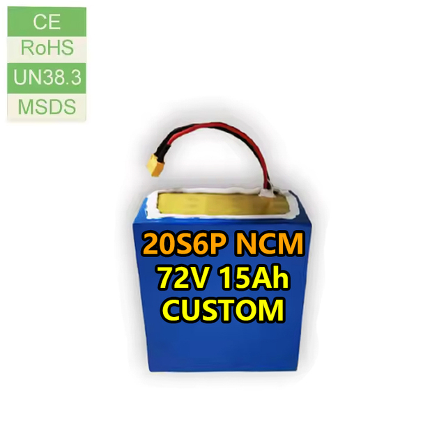 Rechargeable Eco-Friendly 72V 15Ah 1080Wh NCM Electric Vehicle Lithium-Ion Battery Pack CE Certified 500 Cycles 1 Year Warranty
