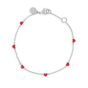 Milskye pequeña joyería fina plata esterlina 925 18K chapado en oro encantador esmalte rojo corazones <span class=keywords><strong>Amour</strong></span> pulsera - Product Image 5