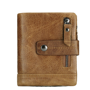 <span class=keywords><strong>Porte</strong></span>-cartes à trois volets en cuir véritable pour hommes, portefeuille mince vintage, poche à <span class=keywords><strong>monnaie</strong></span>, 10 cartes - Product Image 5