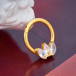 ASTM F136 G23 titane <span class=keywords><strong>Piercing</strong></span> Septum nez anneau cerceau CZ opale 16G <span class=keywords><strong>Helix</strong></span> Daith Tragus Clicker Cartilage conque boucle d'oreille femmes <span class=keywords><strong>bijou</strong></span> - Product Image 5