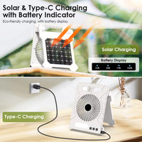 Ventilateur pliable portable à LED pour camping extérieur, rechargeable solaire, 4000 mAh, pour la charge de téléphones portables, utilisation en voiture et en camping-car