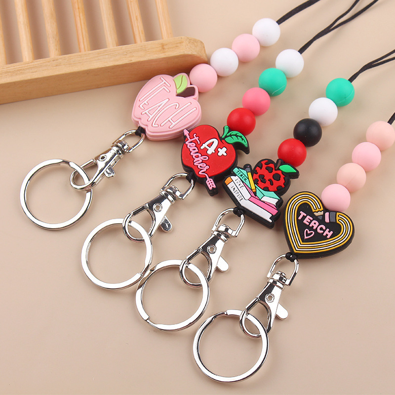 Custom Personalized Silicone Hand Wrist Key Chain Lanyard Silicone Pvc Keychain Short Strap Lanyard Image 2