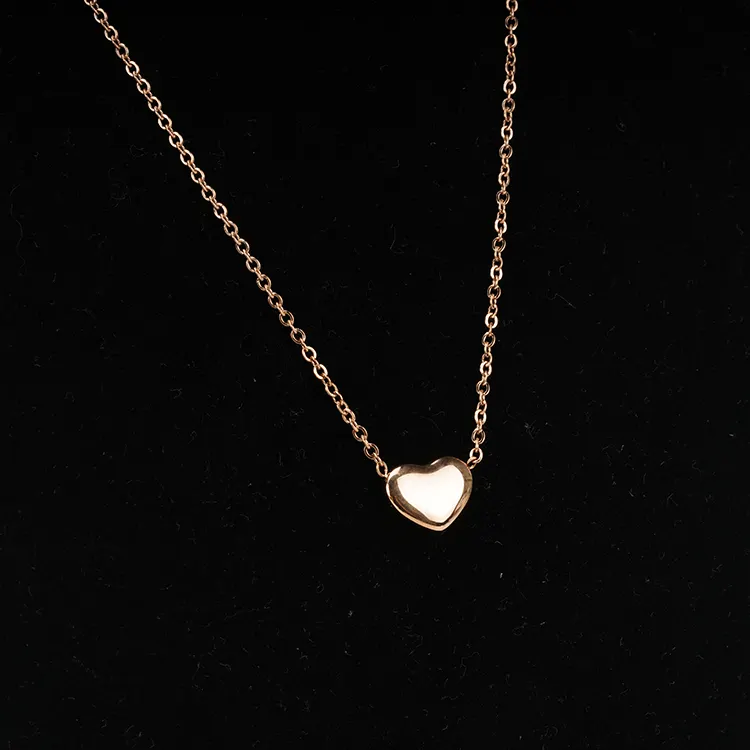 Wholesale Polishing Rose Gold Necklace Chain Bulk Stainless Steel Heart Shape Necklace