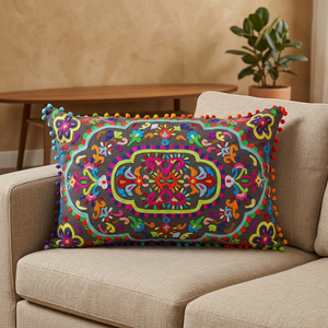 Collection Énorme de Housses de Coussin Bohèmes Brodés à la Main, Personnalisables, en Coton Indien, Style Hippie, pour la Décoration de la Maison - Product Image 3