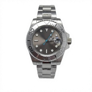 Reloj de cuarzo para hombre, cristal de zafiro, caja de acero inoxidable, gris, analógico, verde, manecillas luminiscentes, cronógrafo, resistente al agua 3BAR - Product Image 3