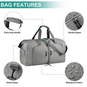 <b>40L</b>/65L Foldable <b>Duffel</b> <b>Bag</b> Water-Repellent Travel Backpack Lightweight Carry <b>Bag</b> for Overnight Weekender Sports - Product Image 3