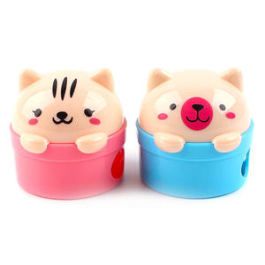 Aiguisoir pour <span class=keywords><strong>crayon</strong></span> double trou, en plastique, verni, mignon, dessin animé, 1 pièce - Product Image 2