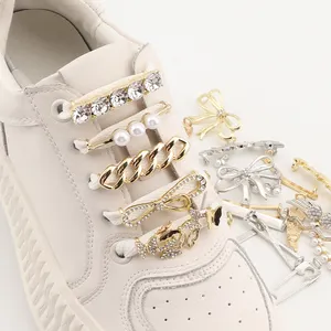 Clipes Sapato Strass Brilhantes Cadarços Encantos Sneakers AJ/AF Jóias Cadarço Decorativo De Luxo Decoração De Cadarços