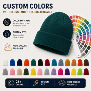Custom Logo Knitted Beanie <b>Hat</b> 26 Colors Soft Acrylic Winter Warm Skull Cap Wholesale Promotional Blank Cuffed Beanie Navy - Product Image 3