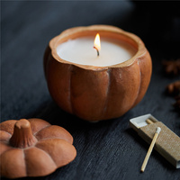 Nouvelle conception de décoration d'Halloween pour la maison, contenants à bougies mats en forme de citrouille avec couvercle