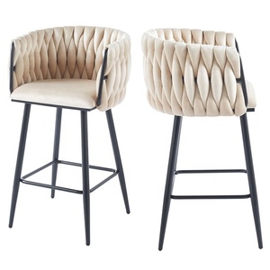 Taburete de Bar Moderno de Terciopelo con Respaldo Alto y Patas de Metal Negro Resistentes, con Pedal Estable <span class=keywords><strong>para</strong></span> Uso en Bares Domésticos y Hoteles - Product Image 6