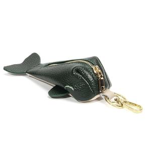 Creative Whale Shaped Design Top Grain Genuine Leather Cowhide Mini Soft Pendant Coin <b>Purse</b> Key Ring <b>Cute</b> Zipper Wrist Strap - Product Image 4