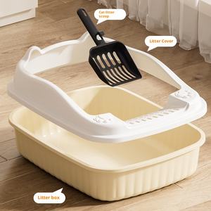 Lettiera per gatti in plastica di grandi dimensioni Semi-chiusa riscaldata eco-friendly Open Design Anti-asporto toilette di alto valore per gattino - Product Image 4