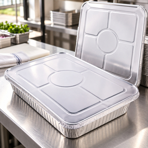 Barquette jetable en aluminium de qualité alimentaire avec couvercle pour bac vapeur complet, idéale pour la restauration, les buffets et l'emballage alimentaire à emporter en gros. - Product Image 1