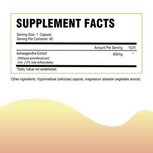 Cápsulas de Ashwagandha al por Mayor, Suplemento Herbal, Extracto de Raíz de Ashwagandha, Certificado GMP, OEM/ODM - Product Image 3