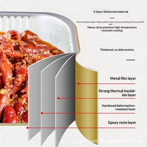 קופסת אלומיניום חד פעמית מלבנית בנפח 320 מיליליטר עם מכסה PP לאחסון פירות, מזון משלוח וטייק אווי. - Product Image 4