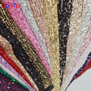 Tissu en dentelle extensible de Shaoxing, paillettes noires et blanches, tissu à paillettes - Product Image 2