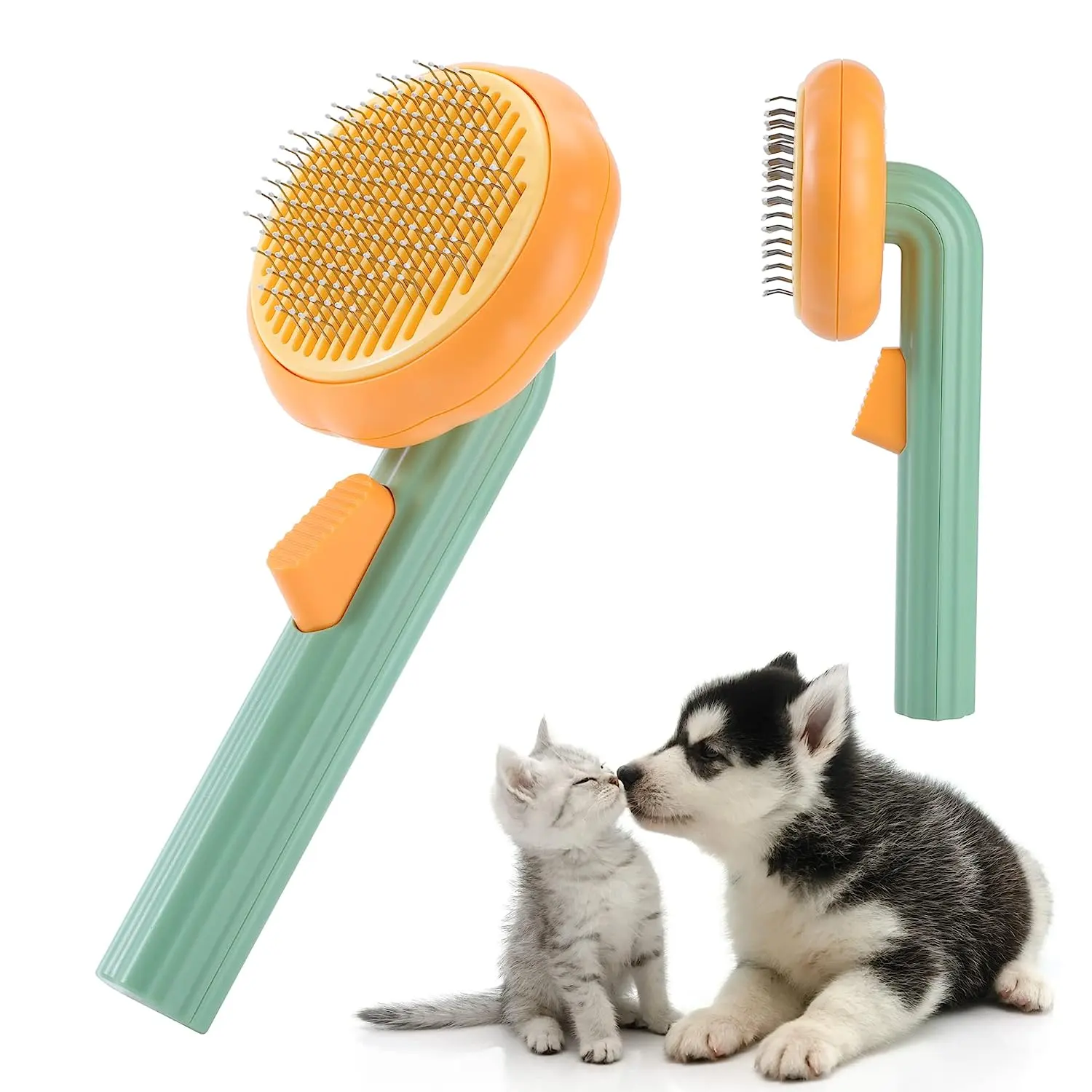 Chat et chien beignet citrouille toilettage poubelle brosse pour perdre chat auto nettoyant cheveux peigne mignon Massage chat brosse pour animal de compagnie citrouille